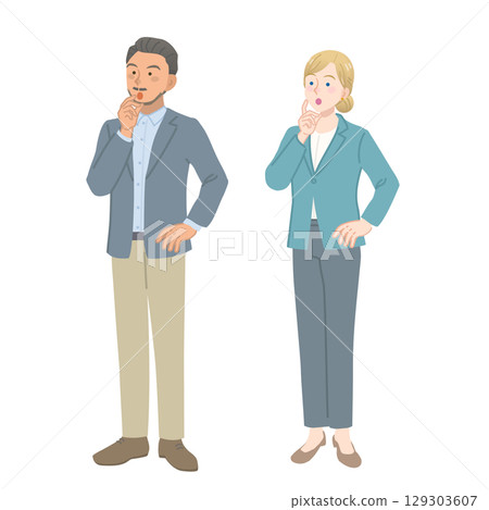 Foreign men and women in suits wondering 129303607
