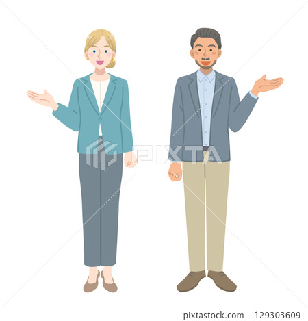 Foreign men and women in suits giving guidance 129303609