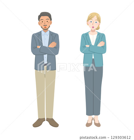 Foreign men and women in suits wondering 129303612