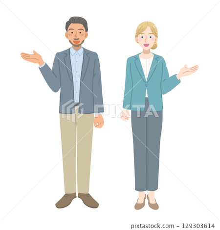Foreign men and women in suits giving guidance 129303614