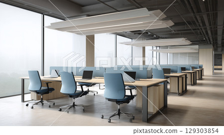 Corporate meeting with slate chairs 129303854