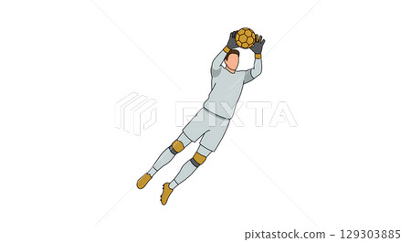 Soccer Goalie Making a Save 129303885