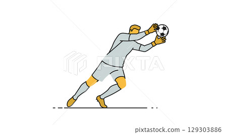 Soccer Goalkeeper Making a Save Action 129303886