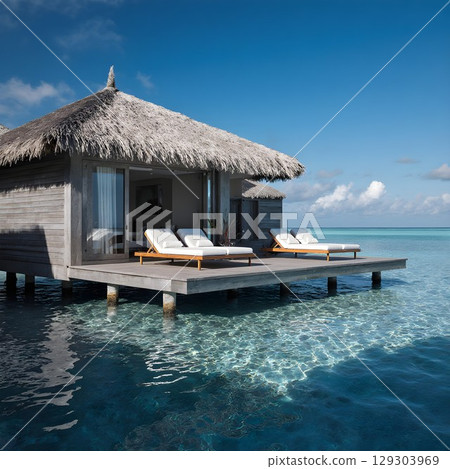 Stylish and luxurious water villas Stylish and luxurious water villas 129303969