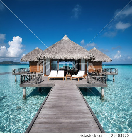 Stylish and luxurious water villas Stylish and luxurious water villas 129303970
