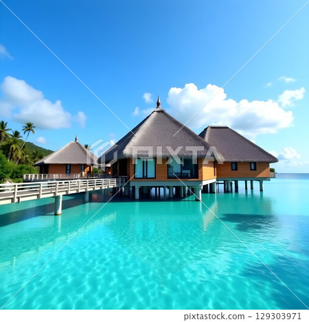 Stylish and luxurious water villas Stylish and luxurious water villas 129303971