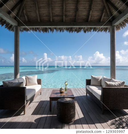Stylish and luxurious water villas 129303997