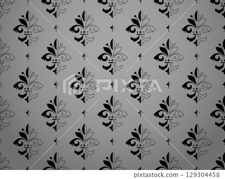 Flower geometric pattern. Seamless vector background. Gray and black ornament. Ornament for fabric, wallpaper, packaging. Decorative print 129304458