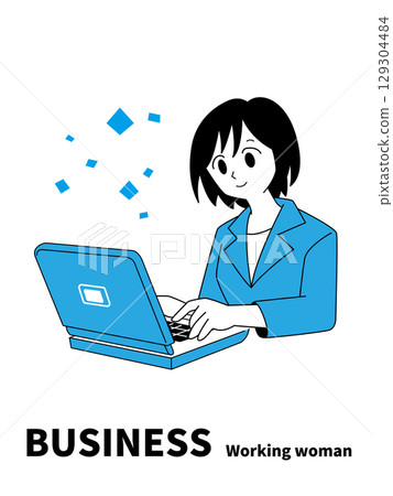 A woman in a suit working on a laptop A woman in a suit working on a laptop 129304484