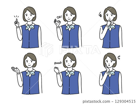 穿著制服的女性動作變化 129304515