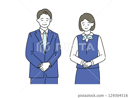 穿著制服的男女接待員插圖 129304516