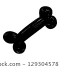 Hand Drawn Dog Bone Icon Black Brush Style Doodle 129304578