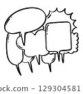 Hand Drawn Comic Speech Bubbles Set. Doodle Style Empty Chat Balloons Collection. 129304581
