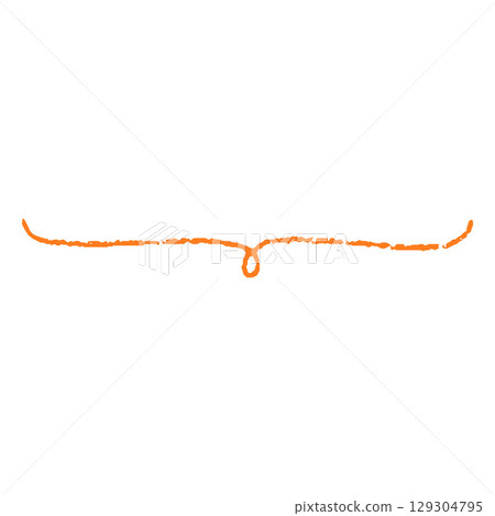 Orange crayon brace line hand painting, vector underlined, allusion checkmark, pencil emphasis highlight 129304795