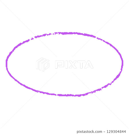 Crayon sketch round shape purple outline, scribble oval figure chalk or pencil texture, kids drawing, doodle text box 129304844