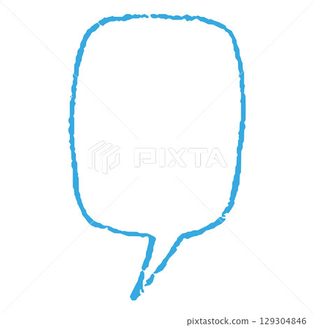 Speech bubble blue outline icon, vector cartoon crayon communication chat vertical frame, text box chalk texture 129304846
