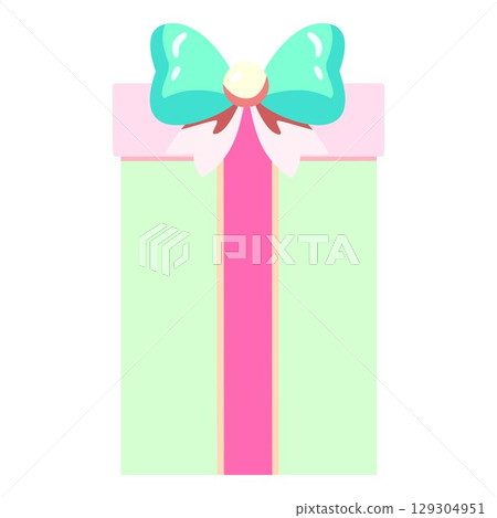 日常魅力－精美的禮物盒，搭配柔和的綠色和粉紅色的和諧組合 129304951