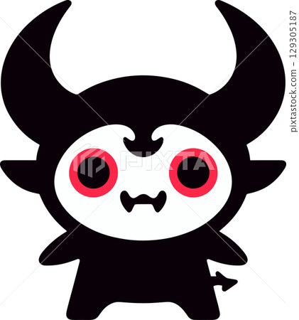 紅眼睛的可愛惡魔的插圖 129305187