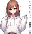 穿著可愛袖子運動衫的漂亮女孩的插圖 129305196