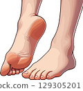 雙腳稍微抬起一條腿的插圖 129305201