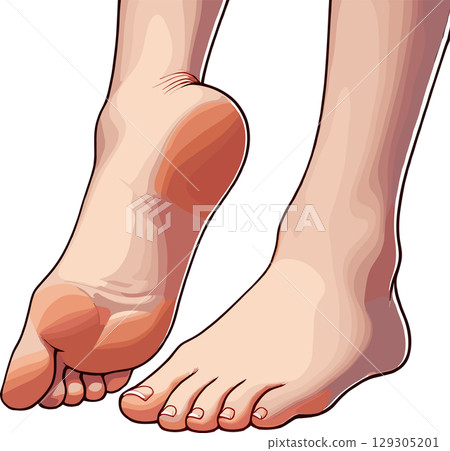 雙腳稍微抬起一條腿的插圖 129305201