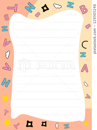 Cute Printable Letter Paper with Pastel Colors and Alphabet Letters for Notes and Drawings Cute Printable Letter Paper with Pastel Colors and Alphabet Letters for Notes and Drawings 129305248