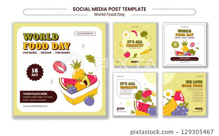 World Food Day Vector Illustration in Flat Cartoon Hand Drawn Social Media PostTemplate World Food Day Vector Illustration in Flat Cartoon Hand Drawn Social Media PostTemplate 129305467