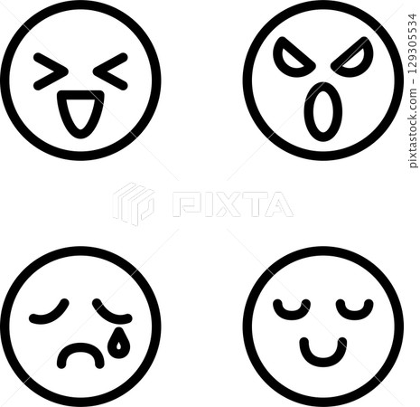 Icon, person, face, expression, emoji, emoticon, business, decoration, design, illustration material set Icon, person, face, expression, emoji, emoticon, business, decoration, design, illustration material set 129305534