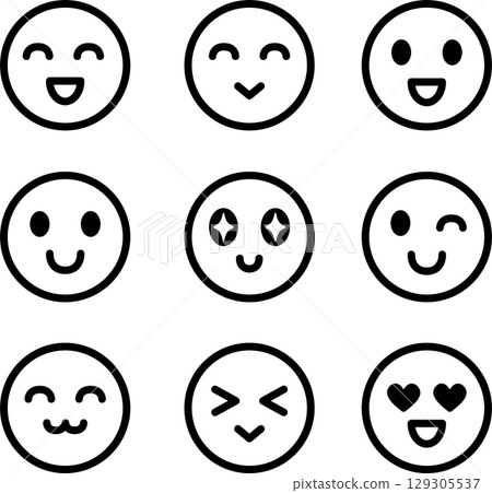 Icon, person, face, expression, emoji, emoticon, business, decoration, design, illustration material set 129305537