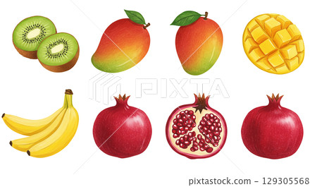 Various fruit illustration set 129305568