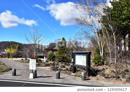 Komoro City Otemon Park's Mt. Asama Wildflower Garden and information board 129305617