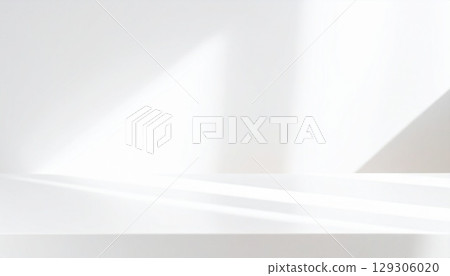 A beautiful minimalist luxury background with soft sunlight and crystal reflections 129306020