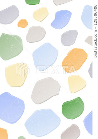a seamless pattern composed of various abstract colorful stones, organic shapes in soft pastel colors 129306406