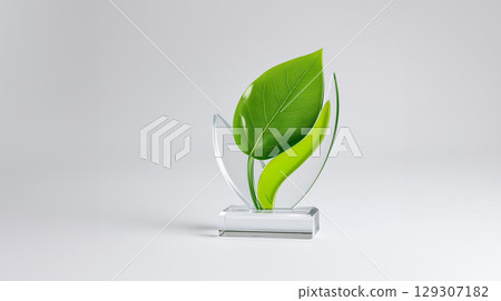 Transparent acrylic award for success and growth in green business innovation 129307182