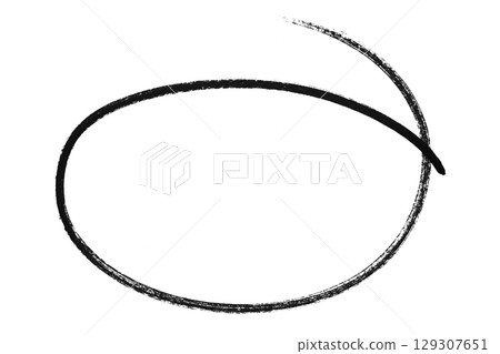 Black pencil highlight circle mark isolated on transparent background Black pencil highlight circle mark isolated on transparent background 129307651