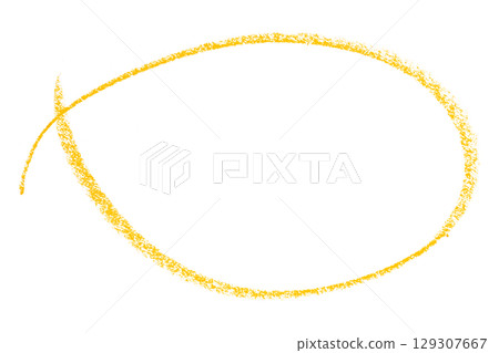 Yellow pencil highlight circle mark isolated on transparent background Yellow pencil highlight circle mark isolated on transparent background 129307667