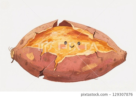 Illustration material: Peeled sweet potato (baked sweet potato) 129307876