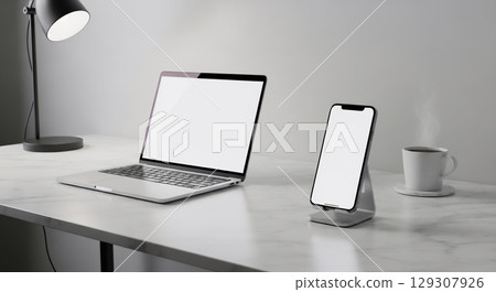 簡單而現代的工作空間內部與模型 129307926