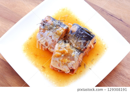 Fresh mackerel slowly stewed in miso. Fresh mackerel slowly stewed in miso. 129308191