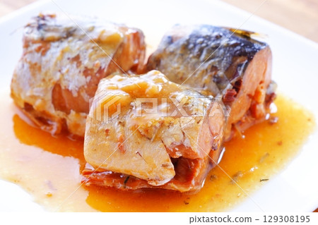 Fresh mackerel slowly stewed in miso. 129308195