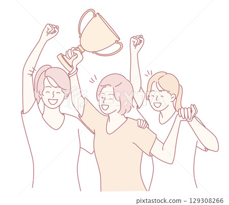 A grand celebration of the teams success, marked with an impressive trophy ceremony A grand celebration of the teams success, marked with an impressive trophy ceremony 129308266