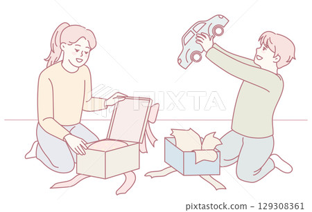 The Joyful Moments of Kids Excitedly Unboxing Their Brand New Toys and Surprises 129308361