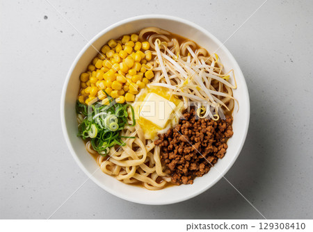 Delicious ramen with a variety of presentations and colorful toppings 129308410