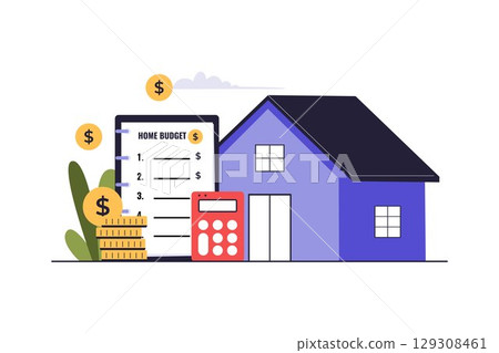 Home Budget Planning and Calculation Illustration 129308461