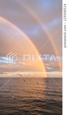 海洋上空的彩虹 129308524