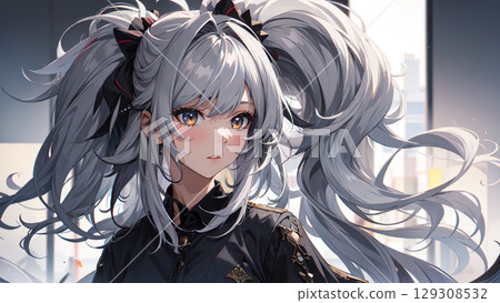 Silver-haired beauty 129308532