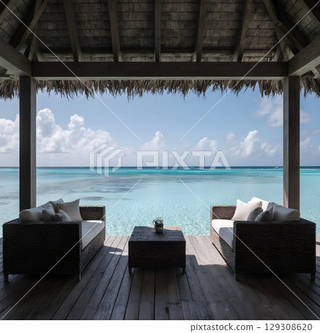 Stylish and luxurious water villas 129308620