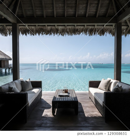 Stylish and luxurious water villas 129308631