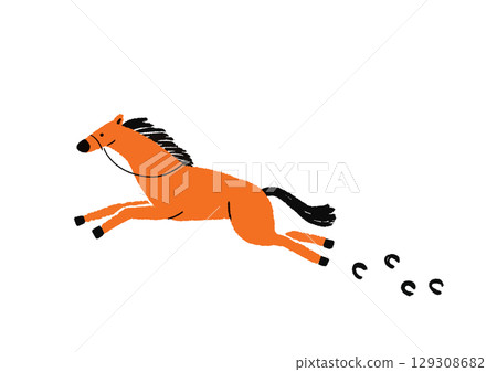 手繪時尚馬年插畫 129308682