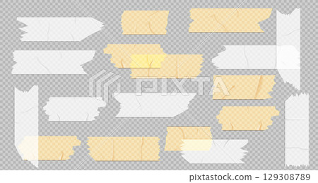 Transparent tape strips with paper textures 129308789